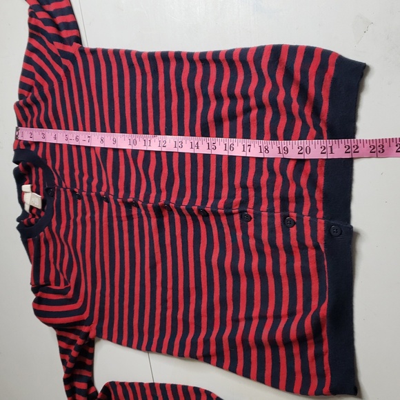 Banana Republic Womens Wool Blend Stripe Cardigan Size M Preppy Stretch Layer - Picture 14 of 16